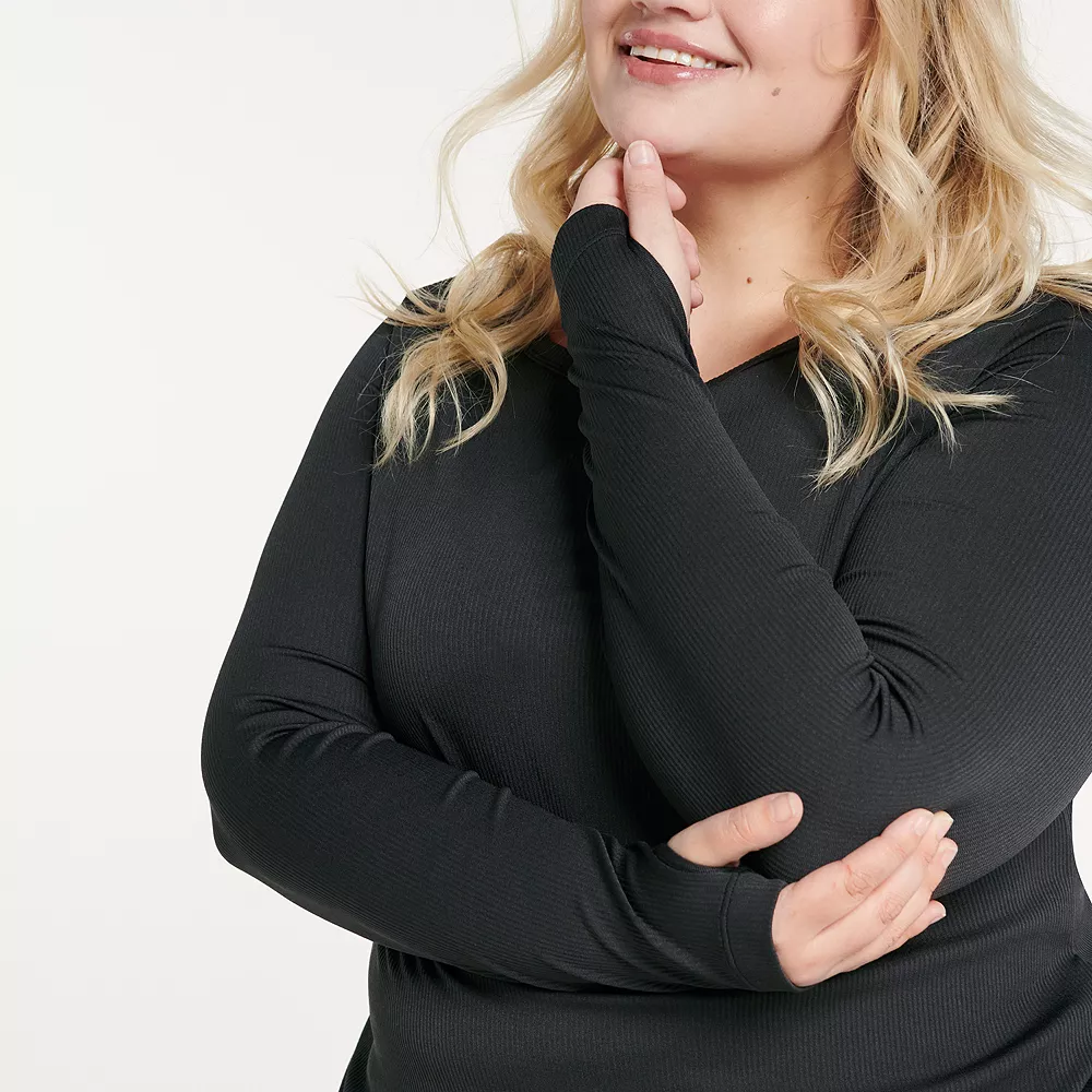 Plus Size FLX Balance Ribbed Crewneck Fitted Tee 3 Plus Size FLX Balance Ribbed Crewneck Fitted Tee - Image 3