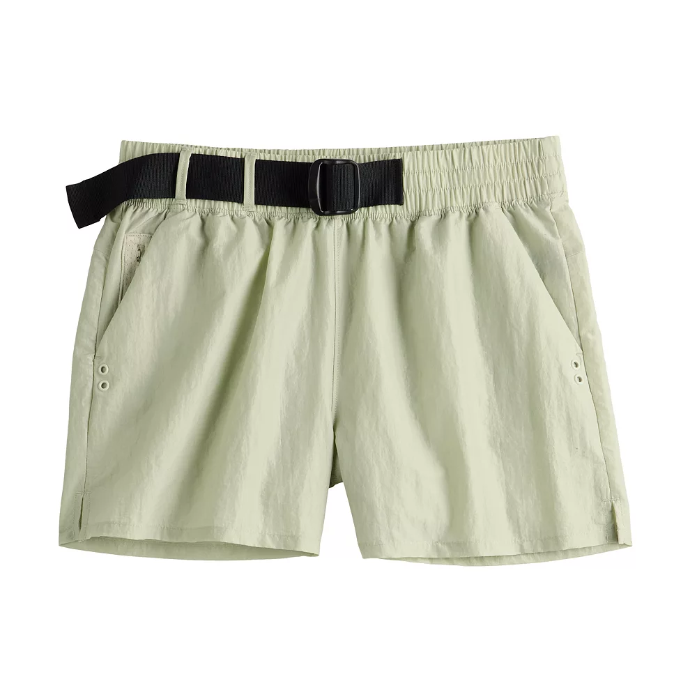 Women's FLX Buckle-Front Twill Woven Shorts 3 Women's FLX Buckle-Front Twill Woven Shorts - Image 3