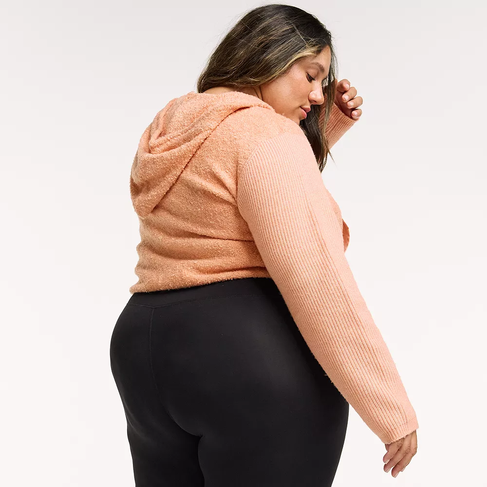 Plus Size FLX Hooded Half-Zip Mixed-Media Pullover 2 Plus Size FLX Hooded Half-Zip Mixed-Media Pullover - Image 2