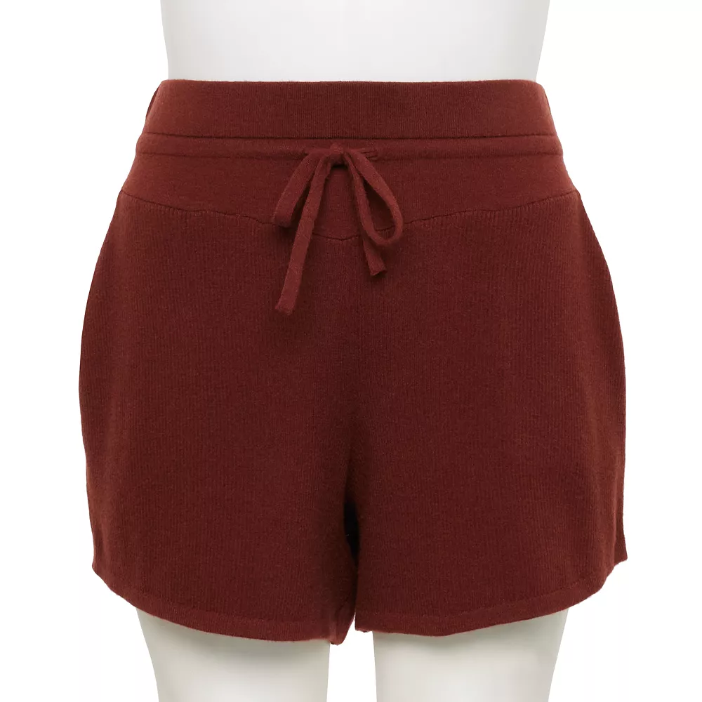 Plus Size FLX Ribbed High-Waisted Sweater Shorts 1 Plus Size FLX Ribbed High-Waisted Sweater Shorts