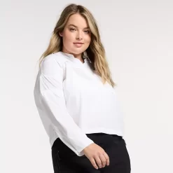 Plus Size FLX Woven Popover Top
